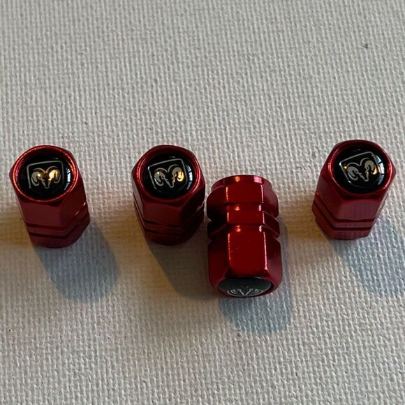 Dodge Logo Valve Stem Caps in Red set of 4 NWT - Picture 3 of 5